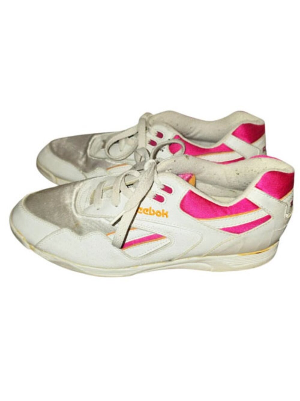 Vintage Reebok Sneakers Womens 10 Pink White Orange Walking Shoes Retro 90s